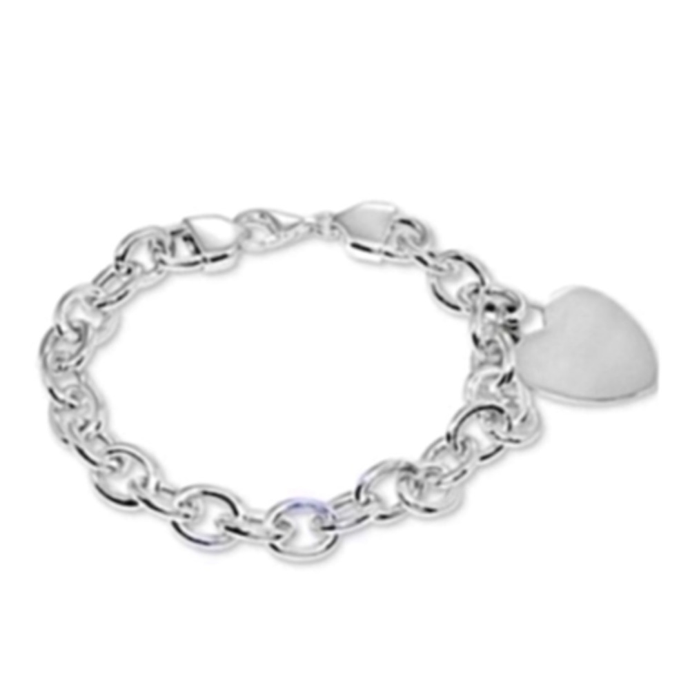 Silver Heart Charm Chain Bracelet
